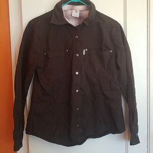 S Brown Carhartt Thick Button Up Shirt